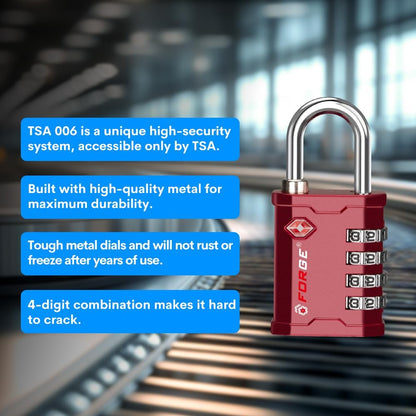 4-Digit TSA Approved Travel Locks – Heavy-Duty Combination Padlock for Travel, Gym, Pelican Case. Black 2-Pack.