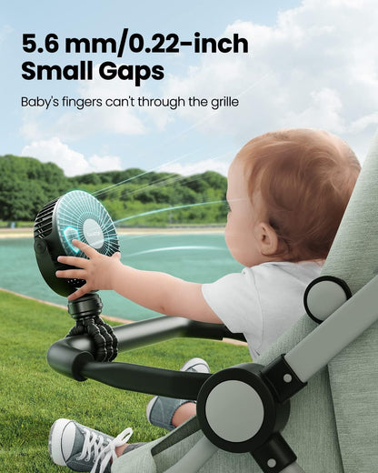 Mini Portable Stroller Fan, Small Clip on Fan 3 Speed Rechargeable