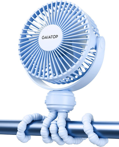 Mini Portable Stroller Fan, Small Clip on Fan 3 Speed Rechargeable