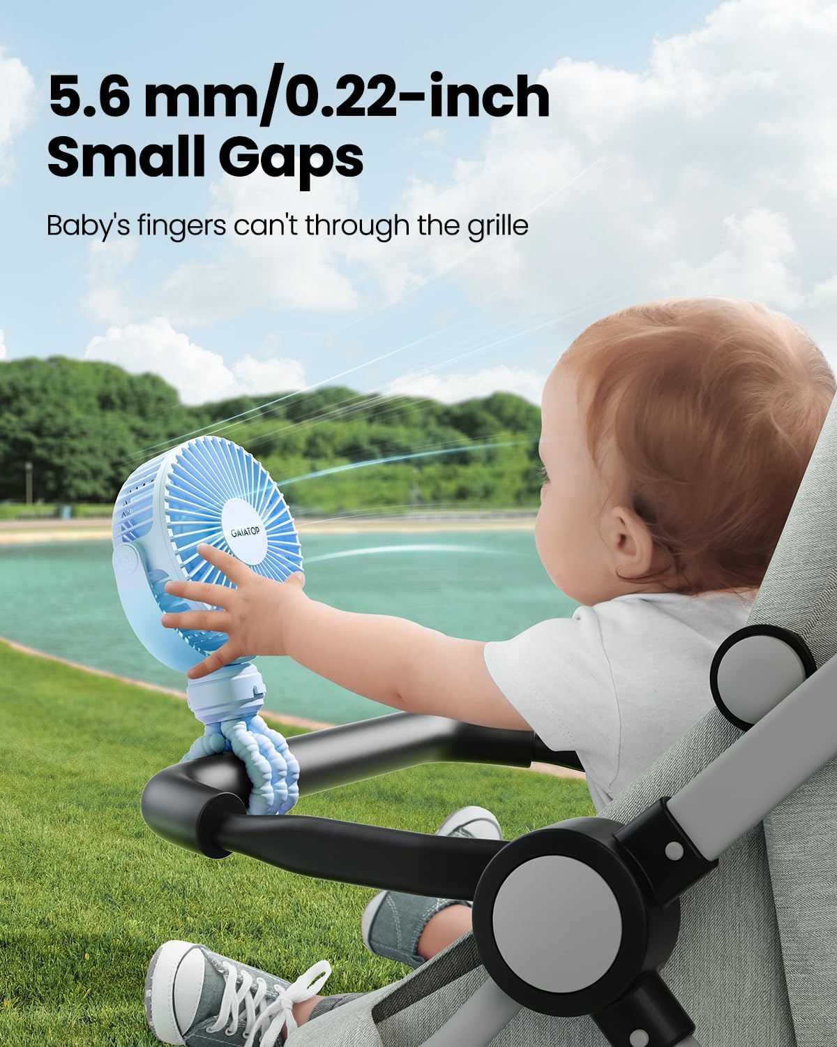 Mini Portable Stroller Fan, Small Clip on Fan 3 Speed Rechargeable