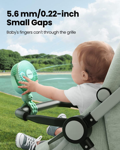 Mini Portable Stroller Fan, Small Clip on Fan 3 Speed Rechargeable