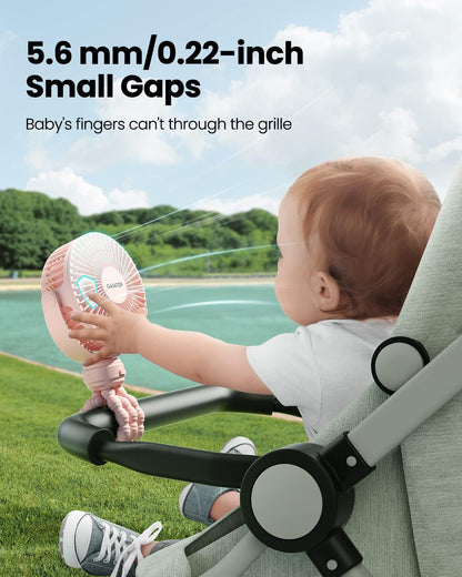 Mini Portable Stroller Fan, Small Clip on Fan 3 Speed Rechargeable