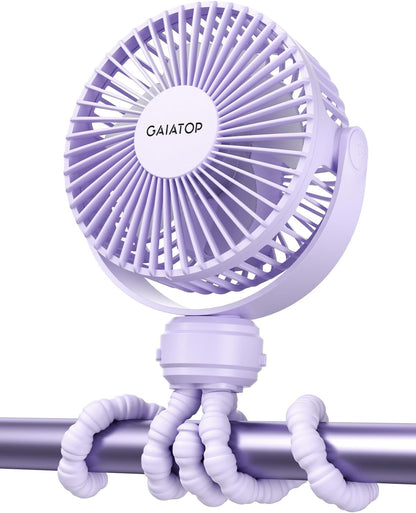 Mini Portable Stroller Fan, Small Clip on Fan 3 Speed Rechargeable