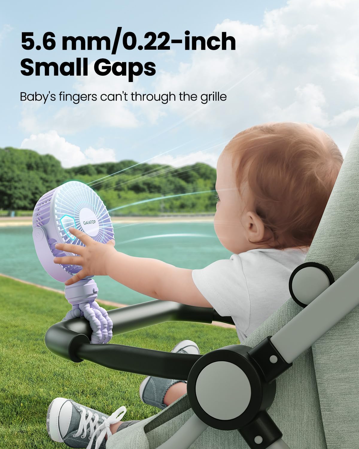 Mini Portable Stroller Fan, Small Clip on Fan 3 Speed Rechargeable