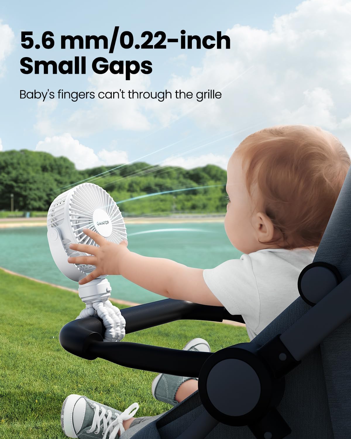 Mini Portable Stroller Fan, Small Clip on Fan 3 Speed Rechargeable