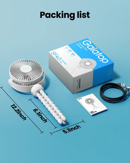 Mini Portable Stroller Fan, Small Clip on Fan 3 Speed Rechargeable