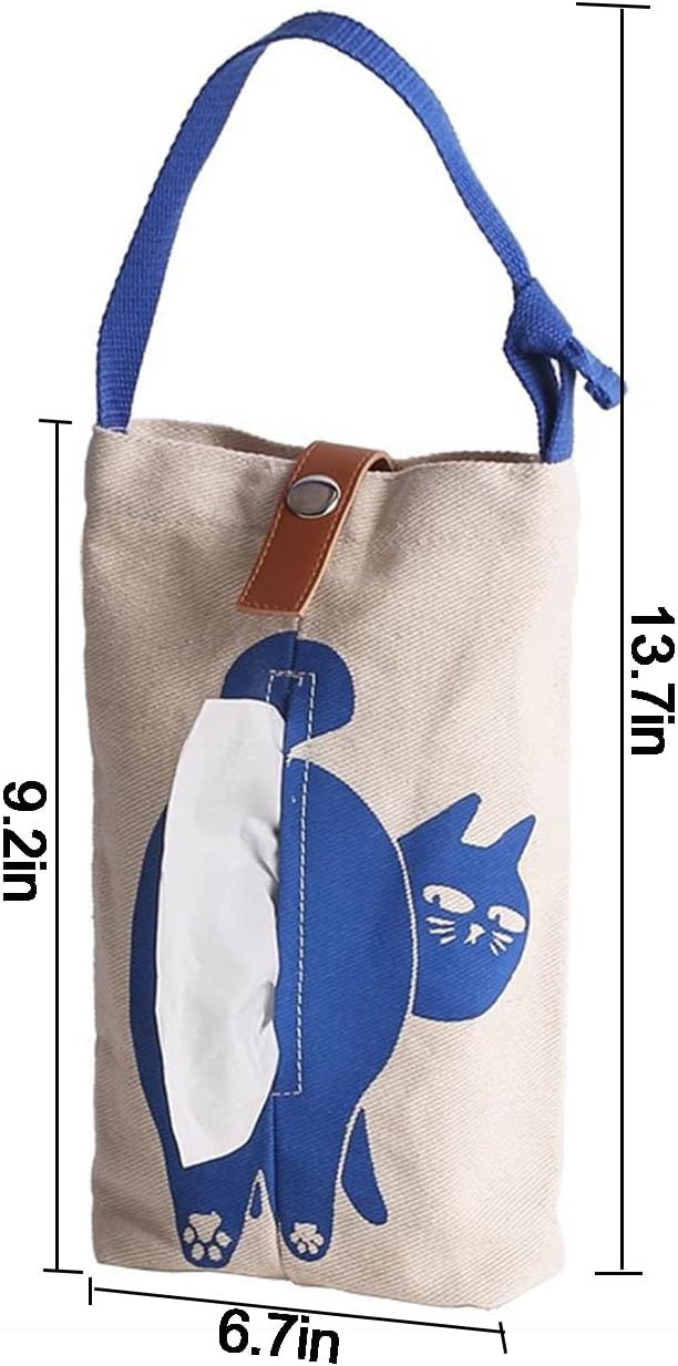 Cat Car Tissue Pouch Cute Travel Tissue Box Camping WallTissue Accessories for Car Home Office Desk Outdoor, Bathroom, Toilet Paper Bag (Cat-Themed Tissue Holder)