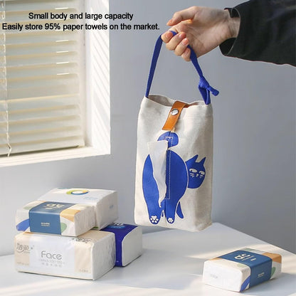 Cat Car Tissue Pouch Cute Travel Tissue Box Camping WallTissue Accessories for Car Home Office Desk Outdoor, Bathroom, Toilet Paper Bag (Cat-Themed Tissue Holder)