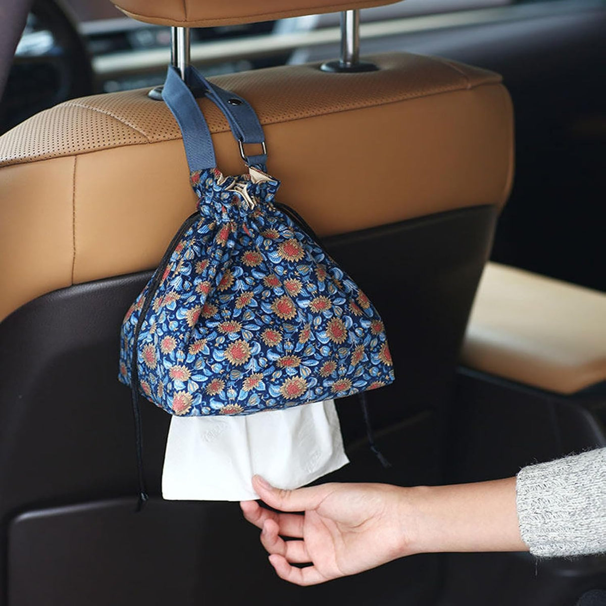Cat Car Tissue Pouch Cute Travel Tissue Box Camping WallTissue Accessories for Car Home Office Desk Outdoor, Bathroom, Toilet Paper Bag (Cat-Themed Tissue Holder)
