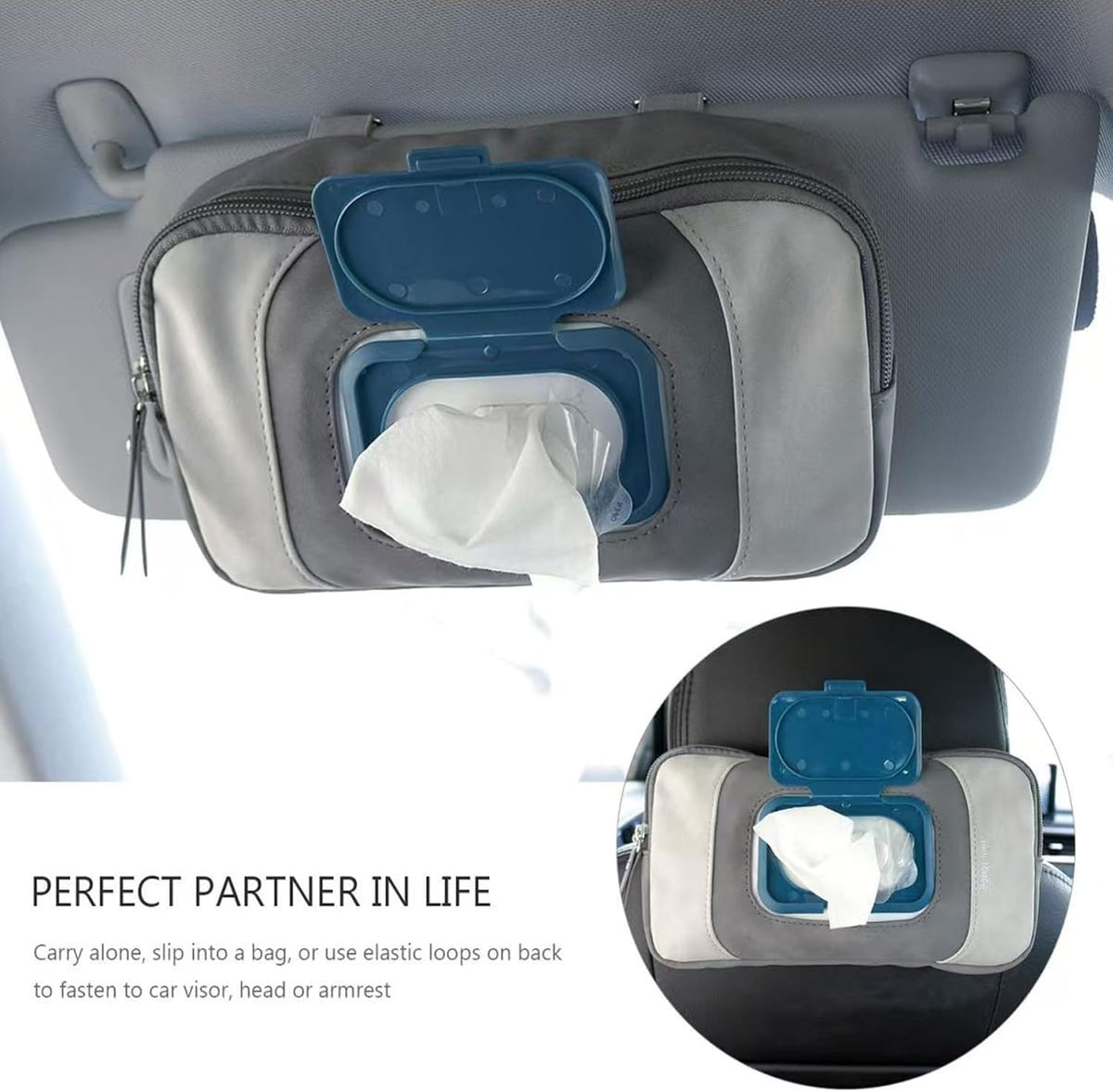 Cat Car Tissue Pouch Cute Travel Tissue Box Camping WallTissue Accessories for Car Home Office Desk Outdoor, Bathroom, Toilet Paper Bag (Cat-Themed Tissue Holder)