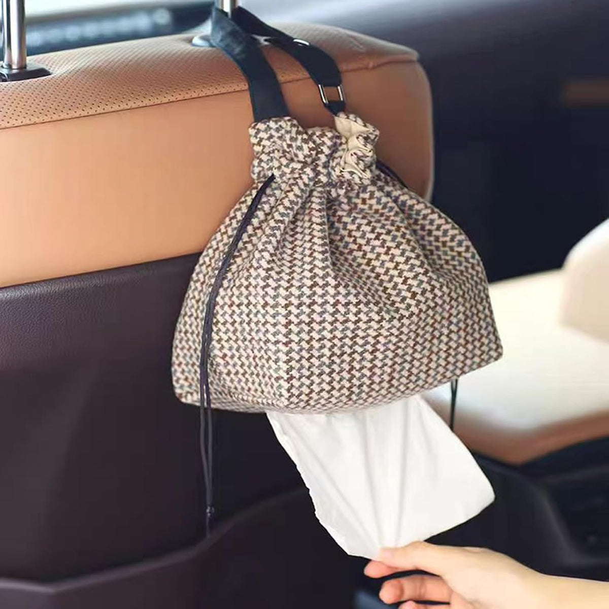 Cat Car Tissue Pouch Cute Travel Tissue Box Camping WallTissue Accessories for Car Home Office Desk Outdoor, Bathroom, Toilet Paper Bag (Cat-Themed Tissue Holder)