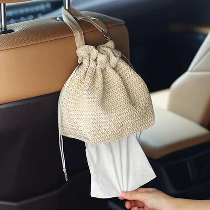 Cat Car Tissue Pouch Cute Travel Tissue Box Camping WallTissue Accessories for Car Home Office Desk Outdoor, Bathroom, Toilet Paper Bag (Cat-Themed Tissue Holder)
