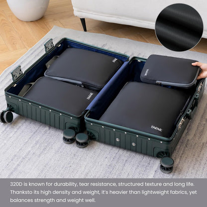 4 Set/6 Set/8 Set Compression Packing Cubes Travel Accessories Expandable Packing Organizers (Square Mesh, 06-Beige) - Colors B