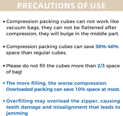 4 Set/6 Set/8 Set Compression Packing Cubes Travel Accessories Expandable Packing Organizers (Square Mesh, 06-Beige) - Colors B
