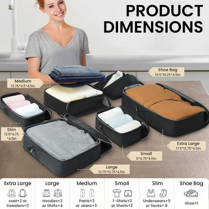 4 Set/6 Set/8 Set Compression Packing Cubes Travel Accessories Expandable Packing Organizers (Square Mesh, 06-Beige) - Colors B