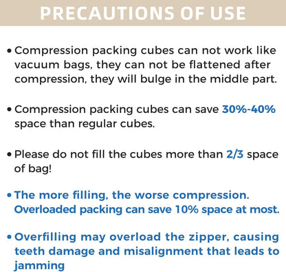 4 Set/6 Set/8 Set Compression Packing Cubes Travel Accessories Expandable Packing Organizers (Square Mesh, 06-Beige) - Colors B