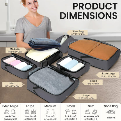 4 Set/6 Set/8 Set Compression Packing Cubes Travel Accessories Expandable Packing Organizers (Square Mesh, 06-Beige) - Colors B