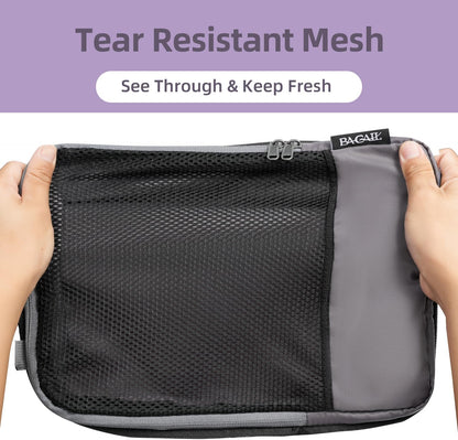 4 Set/6 Set/8 Set Compression Packing Cubes Travel Accessories Expandable Packing Organizers (Square Mesh, 06-Beige) - Colors B