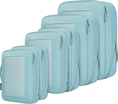 4 Set/6 Set/8 Set Compression Packing Cubes Travel Accessories Expandable Packing Organizers (Square Mesh, 06-Beige) - Colors B