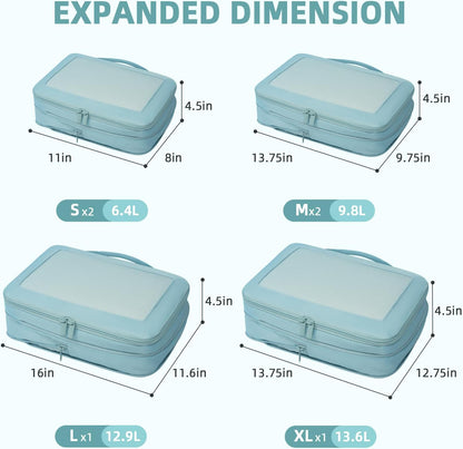 4 Set/6 Set/8 Set Compression Packing Cubes Travel Accessories Expandable Packing Organizers (Square Mesh, 06-Beige) - Colors B