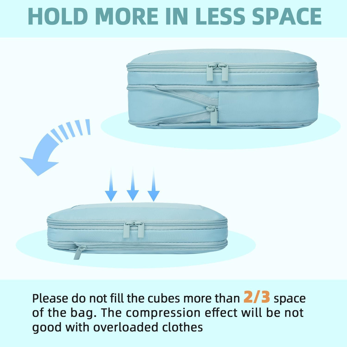 4 Set/6 Set/8 Set Compression Packing Cubes Travel Accessories Expandable Packing Organizers (Square Mesh, 06-Beige) - Colors B