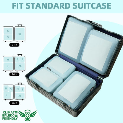 4 Set/6 Set/8 Set Compression Packing Cubes Travel Accessories Expandable Packing Organizers (Square Mesh, 06-Beige) - Colors B
