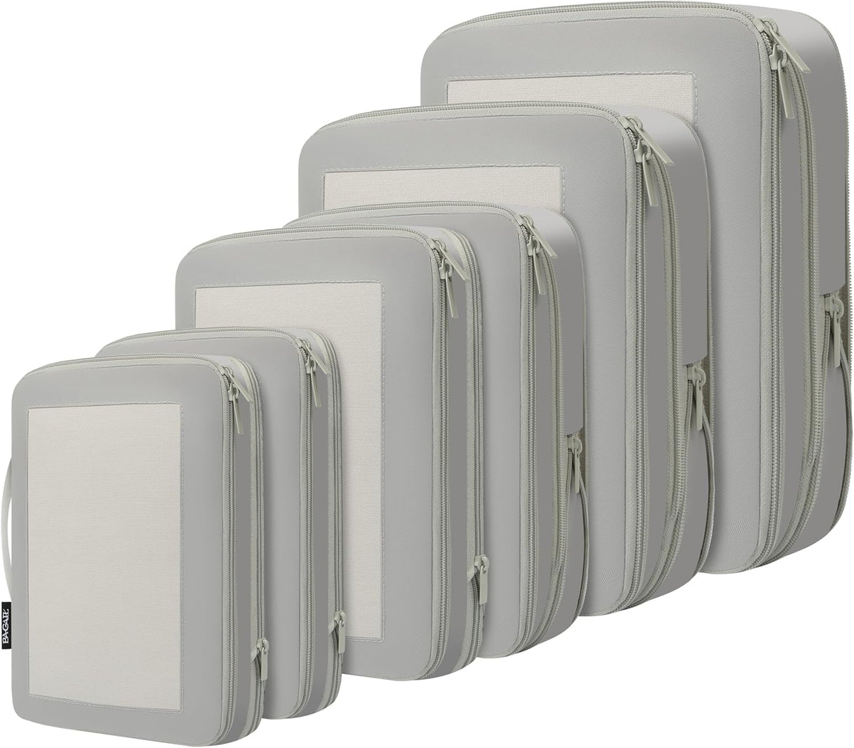 4 Set/6 Set/8 Set Compression Packing Cubes Travel Accessories Expandable Packing Organizers (Square Mesh, 06-Beige) - Colors B