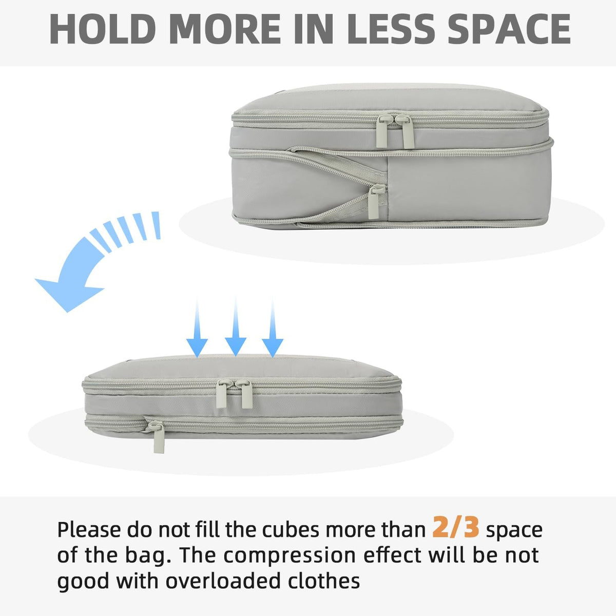 4 Set/6 Set/8 Set Compression Packing Cubes Travel Accessories Expandable Packing Organizers (Square Mesh, 06-Beige) - Colors B
