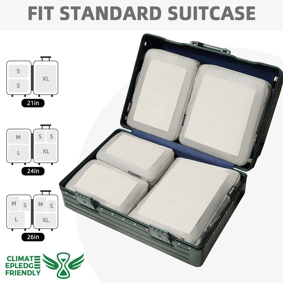 4 Set/6 Set/8 Set Compression Packing Cubes Travel Accessories Expandable Packing Organizers (Square Mesh, 06-Beige) - Colors B
