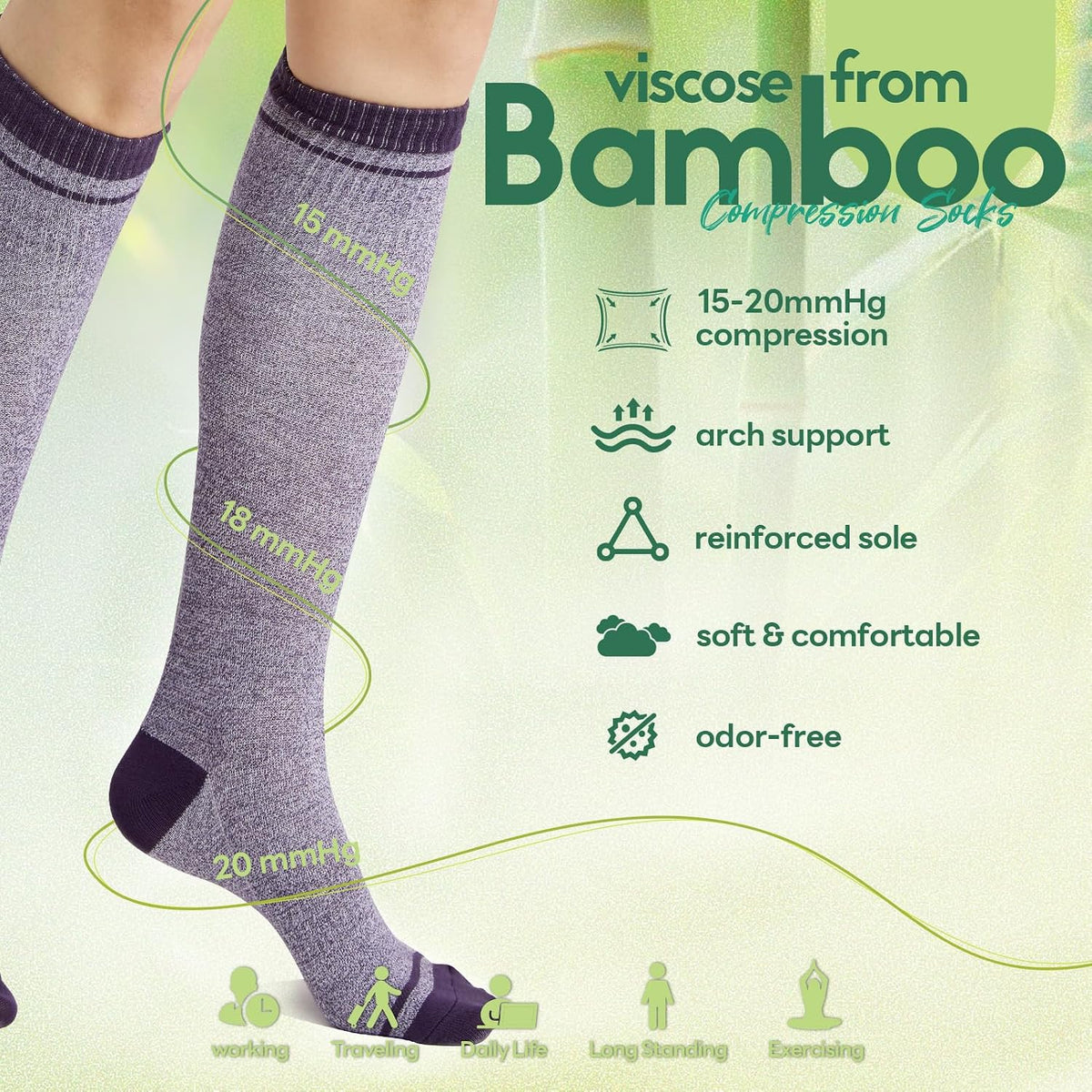 Compression Socks Women & Men 15-20 mmHg for Flying