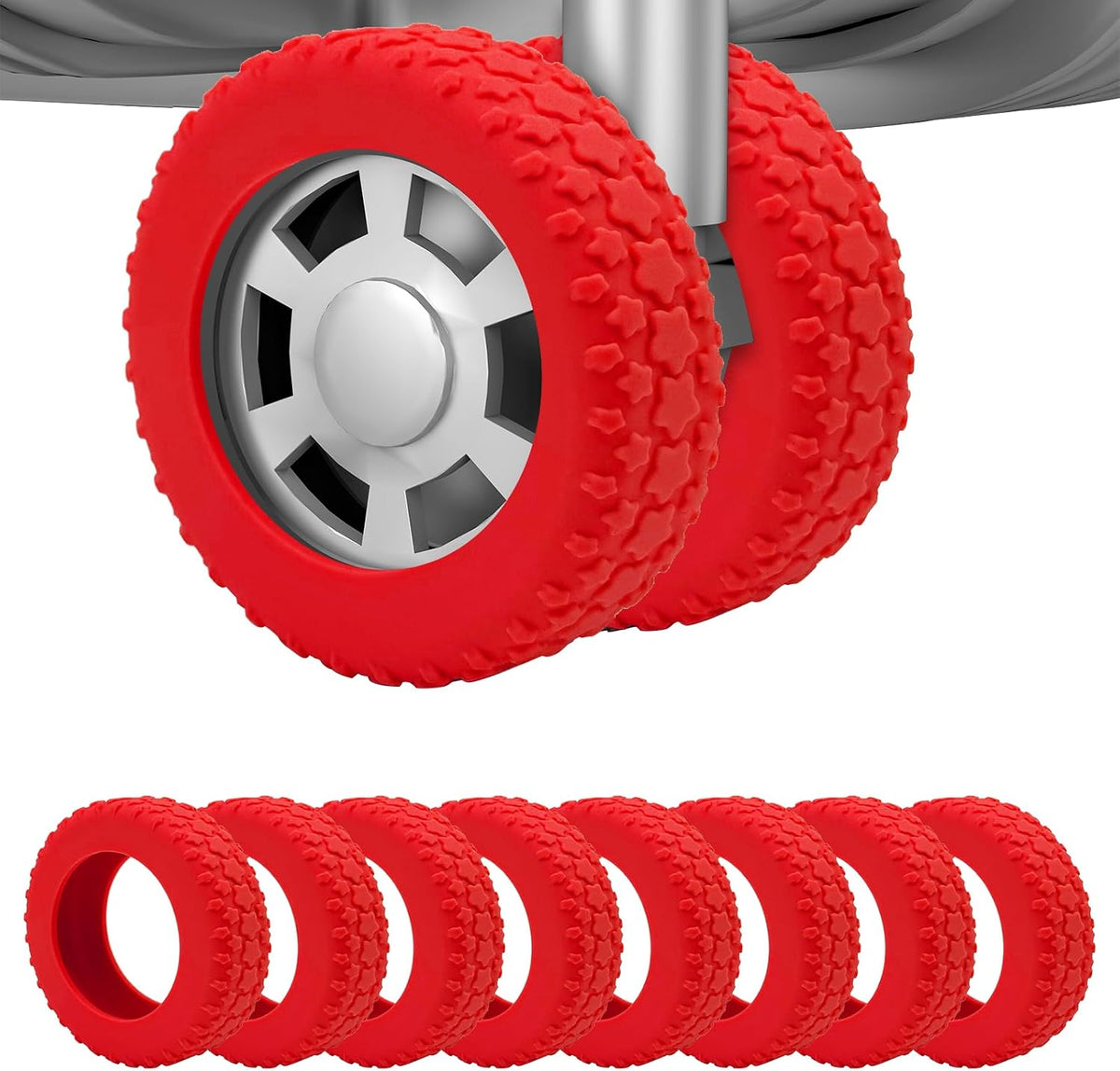 8PCS Silicone Luggage Wheel Covers for 2-2.4" Luggage Wheel Protector,Red