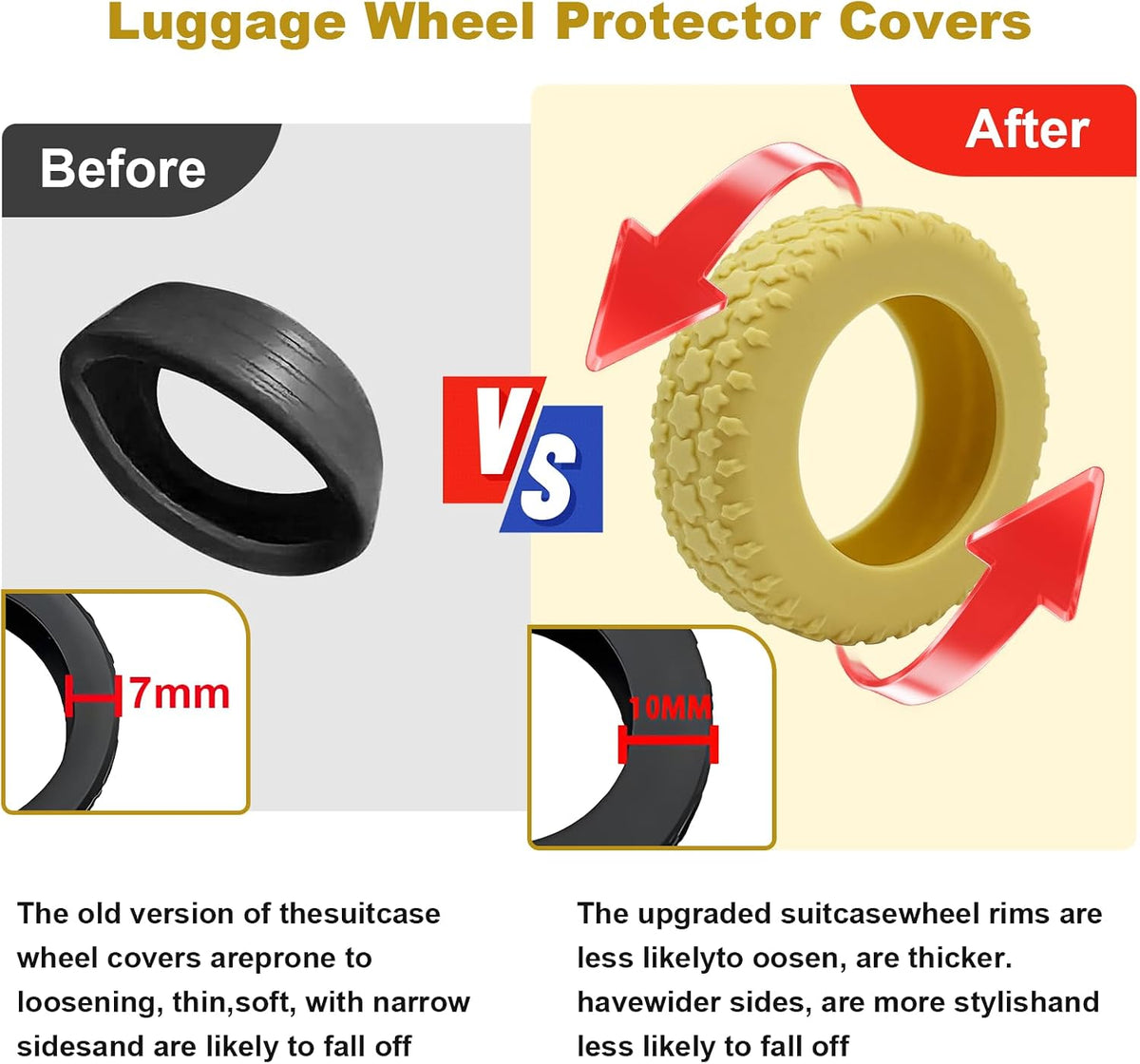 8PCS Silicone Luggage Wheel Covers for 2-2.4" Luggage Wheel Protector,Red