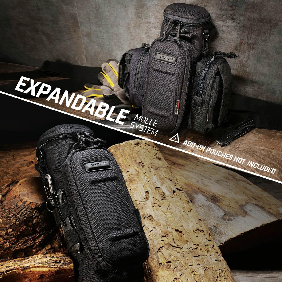 U1 Water Bottle Pouch with Zippered Hardshell Cap, Fits Up to 40oz Bottle, Molle System, Heavy Duty, Made With 100% Nylon