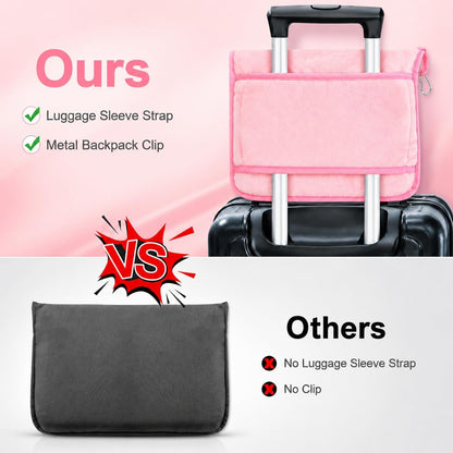 Travel Blanket and Pillow Set - Neck Pillow Airplane Essentials, Pink