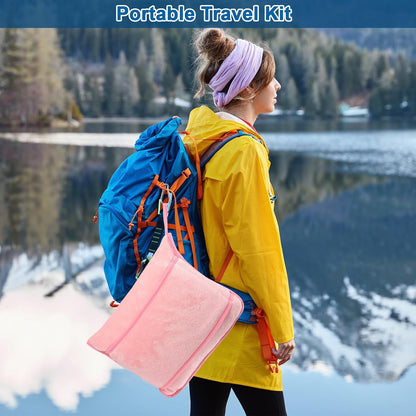 Travel Blanket and Pillow Set - Neck Pillow Airplane Essentials, Pink