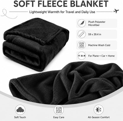Travel Blanket and Pillow Set - Neck Pillow Airplane Essentials, Pink