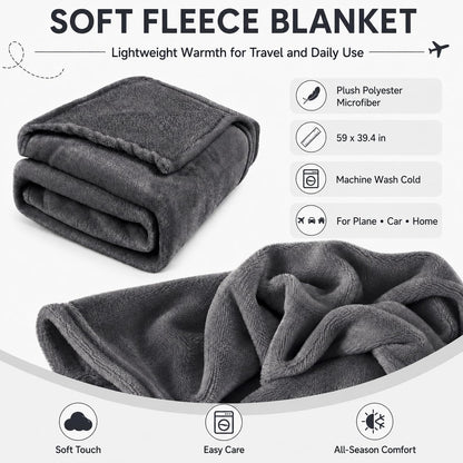 Travel Blanket and Pillow Set - Neck Pillow Airplane Essentials, Pink
