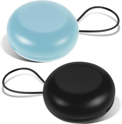 2pcs Earplug Cases, Ear Plug Carrying Cases, Mini Portable Earplug Case, Round Potable Ear Plug Holder with Lanyard Portable Mini Storage Case for Business Trip Storage Earbuds Trinkets Pills(2)