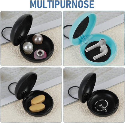 2pcs Earplug Cases, Ear Plug Carrying Cases, Mini Portable Earplug Case, Round Potable Ear Plug Holder with Lanyard Portable Mini Storage Case for Business Trip Storage Earbuds Trinkets Pills(2)