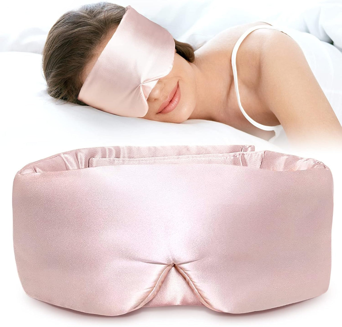Silk Sleep Mask for Side Sleeper, Eye Mask Sleeping for Women Men