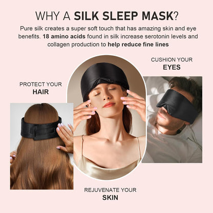 Silk Sleep Mask for Side Sleeper, Eye Mask Sleeping for Women Men