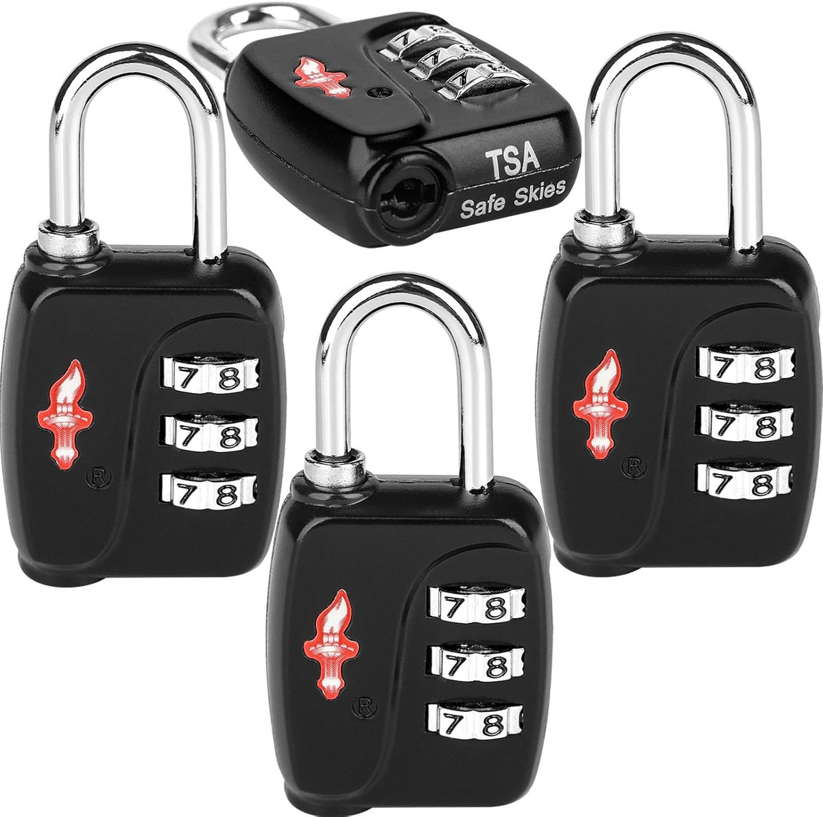 Safe Skies 3-Digit TSA Lock Black – Easy Set for Luggage
