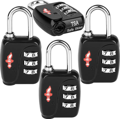 Safe Skies 3-Digit TSA Lock Black – Easy Set for Luggage