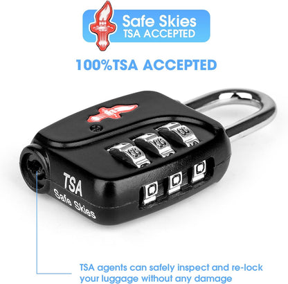 Safe Skies 3-Digit TSA Lock Black – Easy Set for Luggage